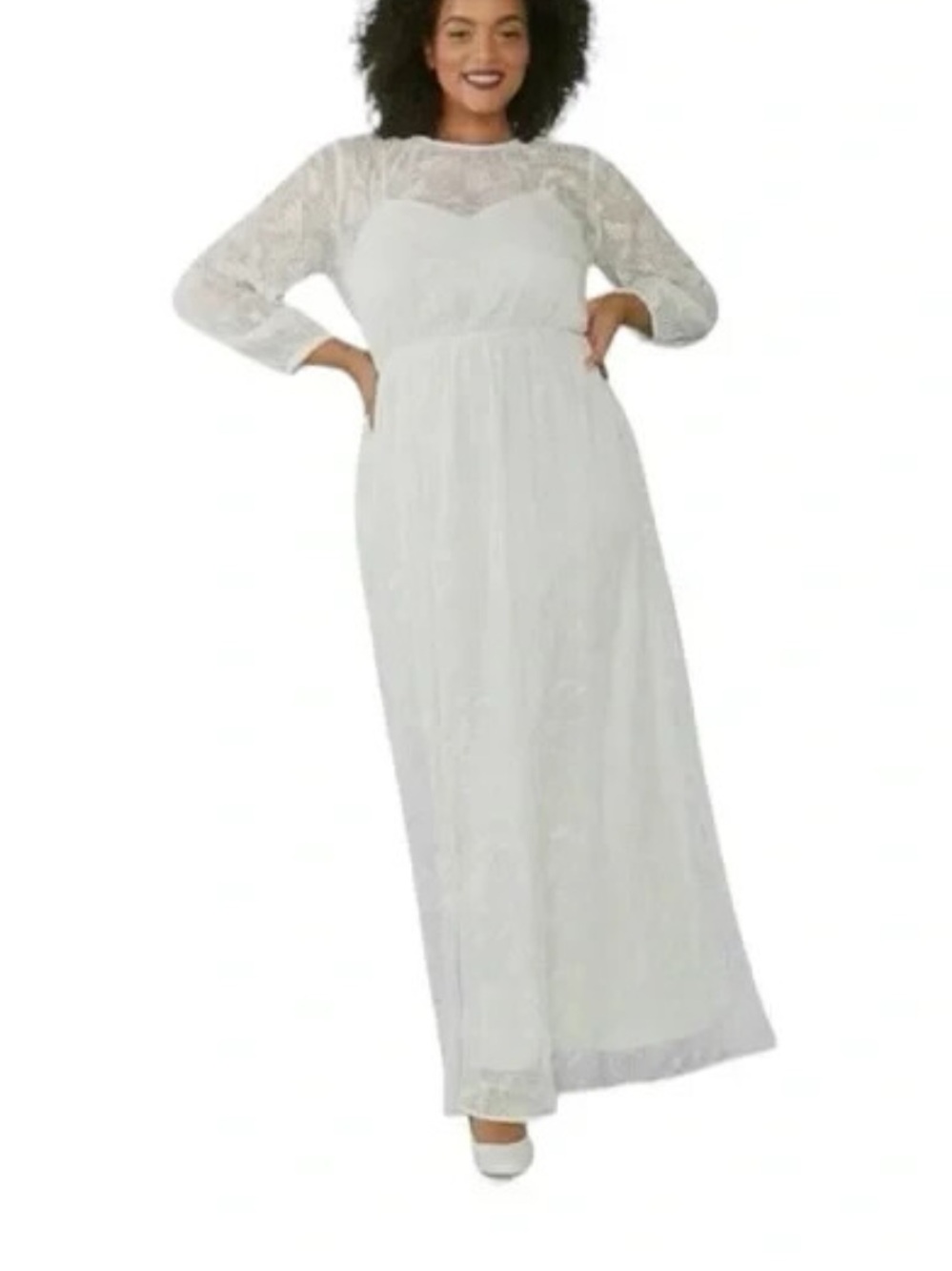 Modcloth NWT Ivory Just The Beginning Lace Maxi Dress Wedding Gown Size Large